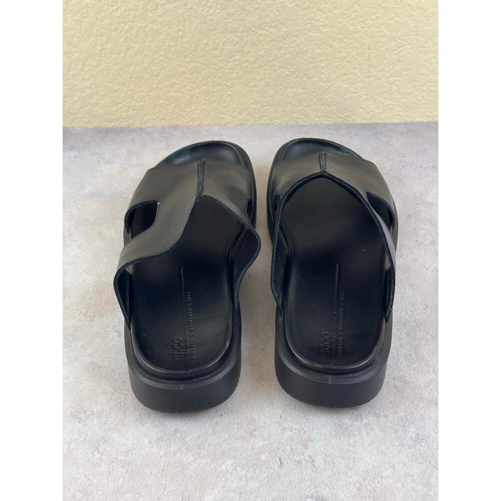 ECCO 2nd Cozmo Men's Black Leather Slide Sandals H-Strap Size EU 45 US 11-11.5 - Picture 3 of 13